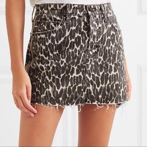 NWT Mother Denim The Vagabond distressed leopard-print denim mini skirt